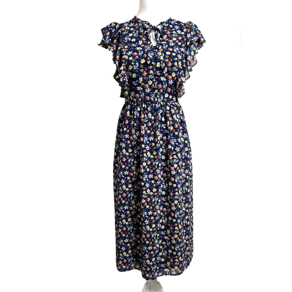 Floral Women's Dress in Navy Blue